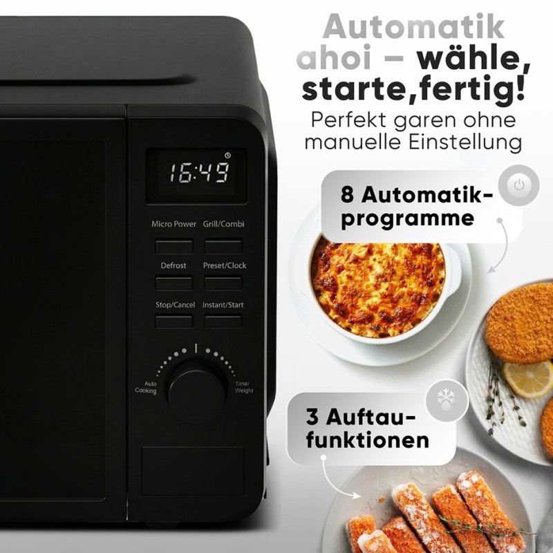 PROFI COOK microwave PC-MWG 1319, with grill, 20 litres, black
